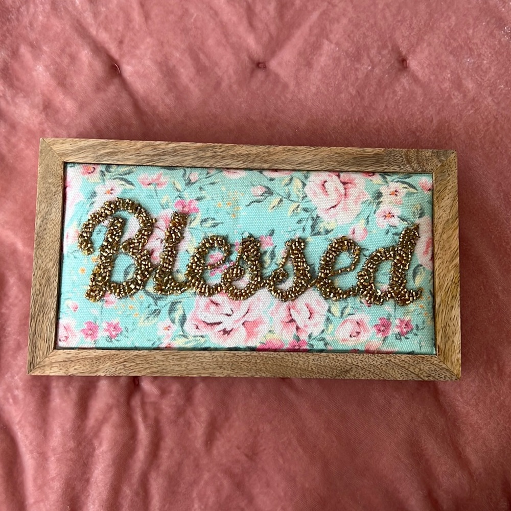 Wood and beaded Blessed sign